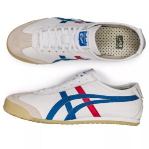 Onitsuka Tiger Mexico 66 White Sneakers with Blue & Red Stripes Retro Classic – Onitsuka Tiger