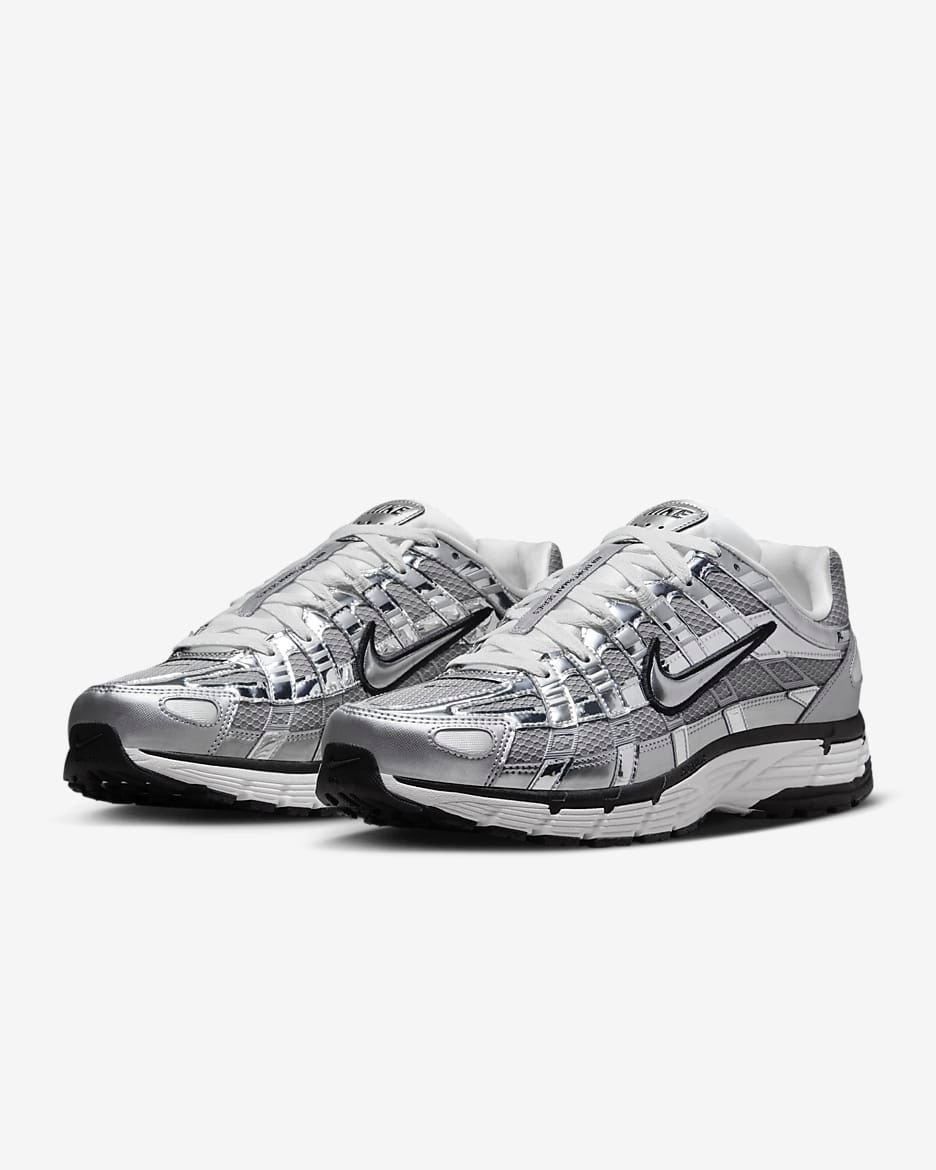 P-6000 Metallic Silver Running Shoes Street Style Comfort with Cushioned Support - Image 3
