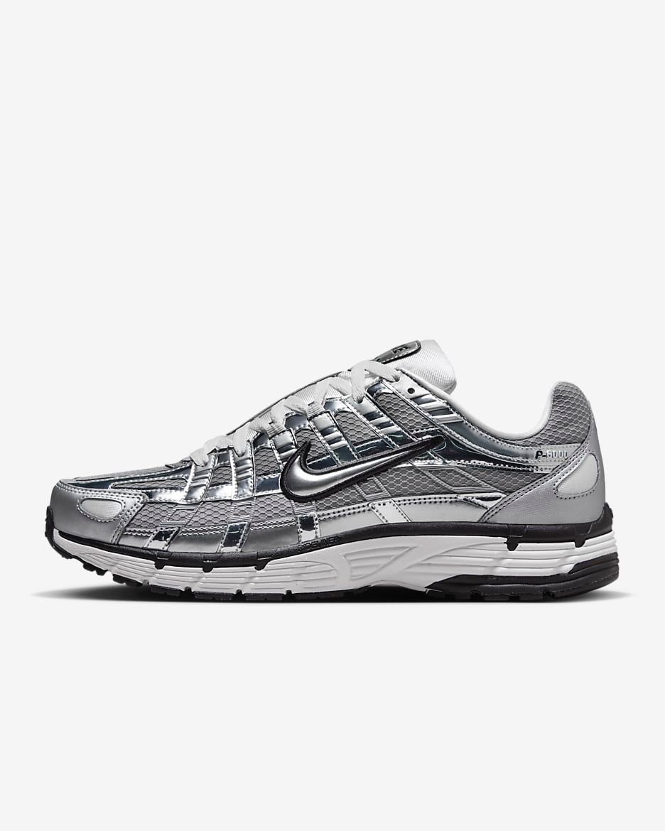 P-6000 Metallic Silver Running Shoes Street Style Comfort with Cushioned Support - Image 2