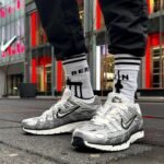 P-6000 Metallic Silver Running Shoes Street Style Comfort with Cushioned Support