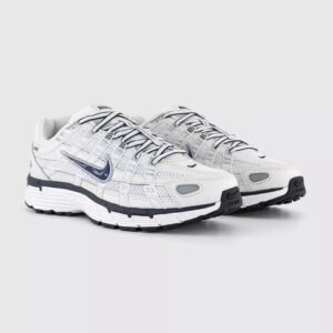 P-6000 White & Navy Sneakers – Classic Mesh Casual Shoes