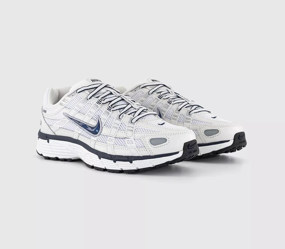 P-6000 White & Navy Sneakers – Classic Mesh Casual Shoes