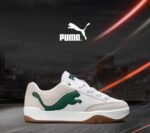 Puma White Sneakers with Green Formstrip Gum Sole Classic Street Style – Puma