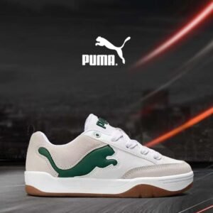 Puma White Sneakers with Green Formstrip Gum Sole Classic Street Style – Puma