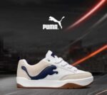 Puma White Sneakers with Navy Blue Formstrip Gum Sole Classic Retro Style – Puma