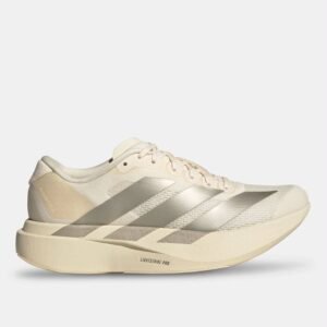 Adidas Adizero Cream Beige Running Shoes with Metallic Silver Stripes Premium Comfort