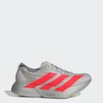 Adidas Adizero Grey Running Shoes with Neon Coral Stripes Lightweight Speed Performance