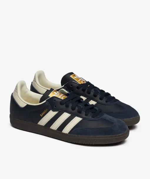 Adidas Samba OG Black with Cream Stripes & Gum Sole Sneakers