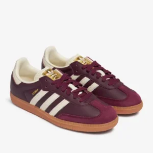 Adidas Samba OG Burgundy with Cream Stripes & Gum Sole Sneakers