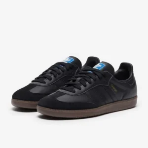 Adidas Samba OG Core Black with Blue Accent & Gum Sole Sneakers