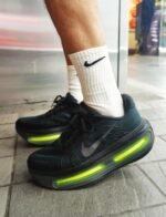ZoomX Vomero Plus Triple Black Running Shoes with Neon Green Air Cushion Performance Sole